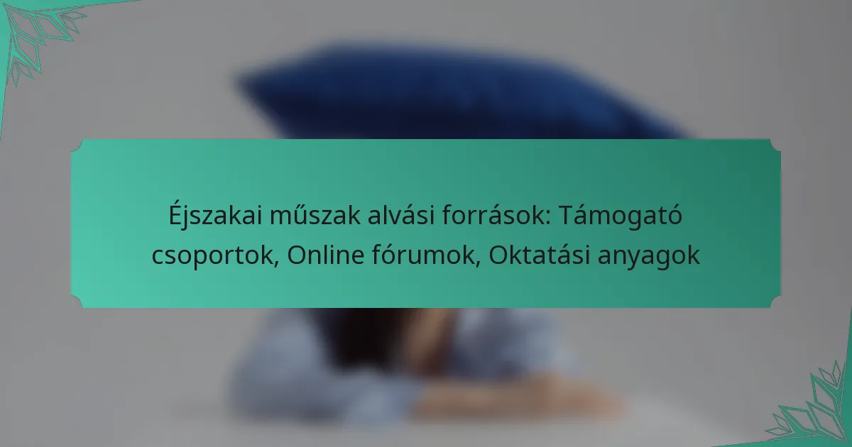 Éjszakai műszak alvási források: Támogató csoportok, Online fórumok, Oktatási anyagok