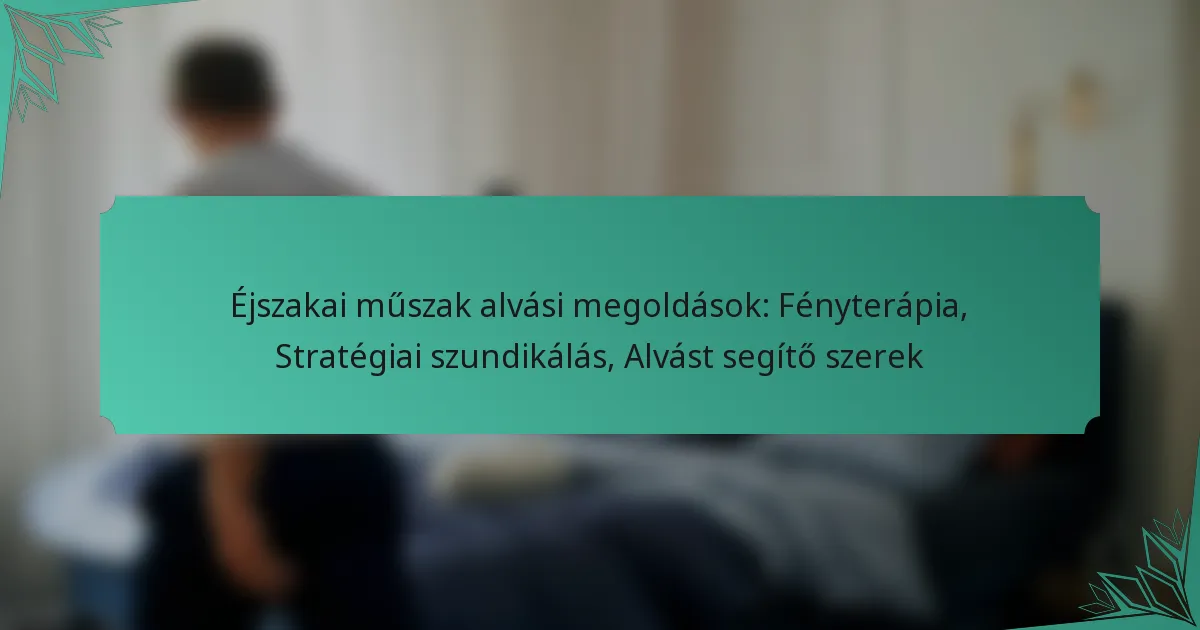 Éjszakai műszak alvási megoldások: Fényterápia, Stratégiai szundikálás, Alvást segítő szerek