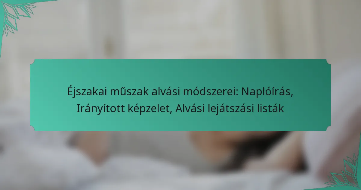 Éjszakai műszak alvási módszerei: Naplóírás, Irányított képzelet, Alvási lejátszási listák