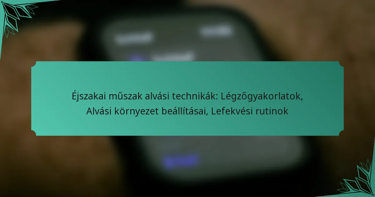 Éjszakai műszak alvási technikák: Légzőgyakorlatok, Alvási környezet beállításai, Lefekvési rutinok