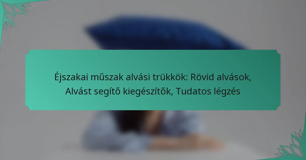 Éjszakai műszak alvási trükkök: Rövid alvások, Alvást segítő kiegészítők, Tudatos légzés