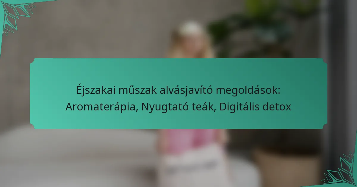 Éjszakai műszak alvásjavító megoldások: Aromaterápia, Nyugtató teák, Digitális detox
