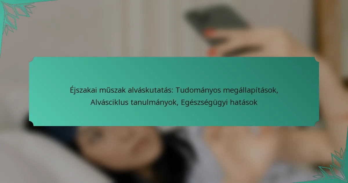 Éjszakai műszak alváskutatás: Tudományos megállapítások, Alvásciklus tanulmányok, Egészségügyi hatások