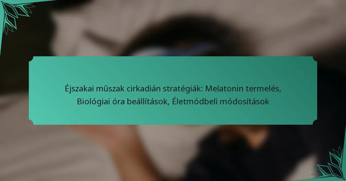 Éjszakai műszak cirkadián stratégiák: Melatonin termelés, Biológiai óra beállítások, Életmódbeli módosítások