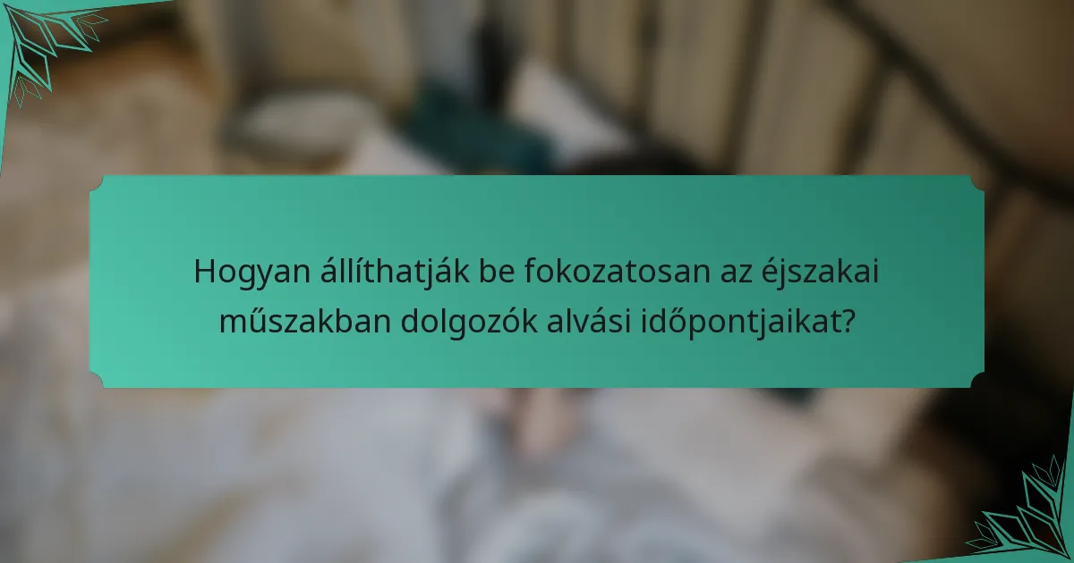 Hogyan állíthatják be fokozatosan az éjszakai műszakban dolgozók alvási időpontjaikat?