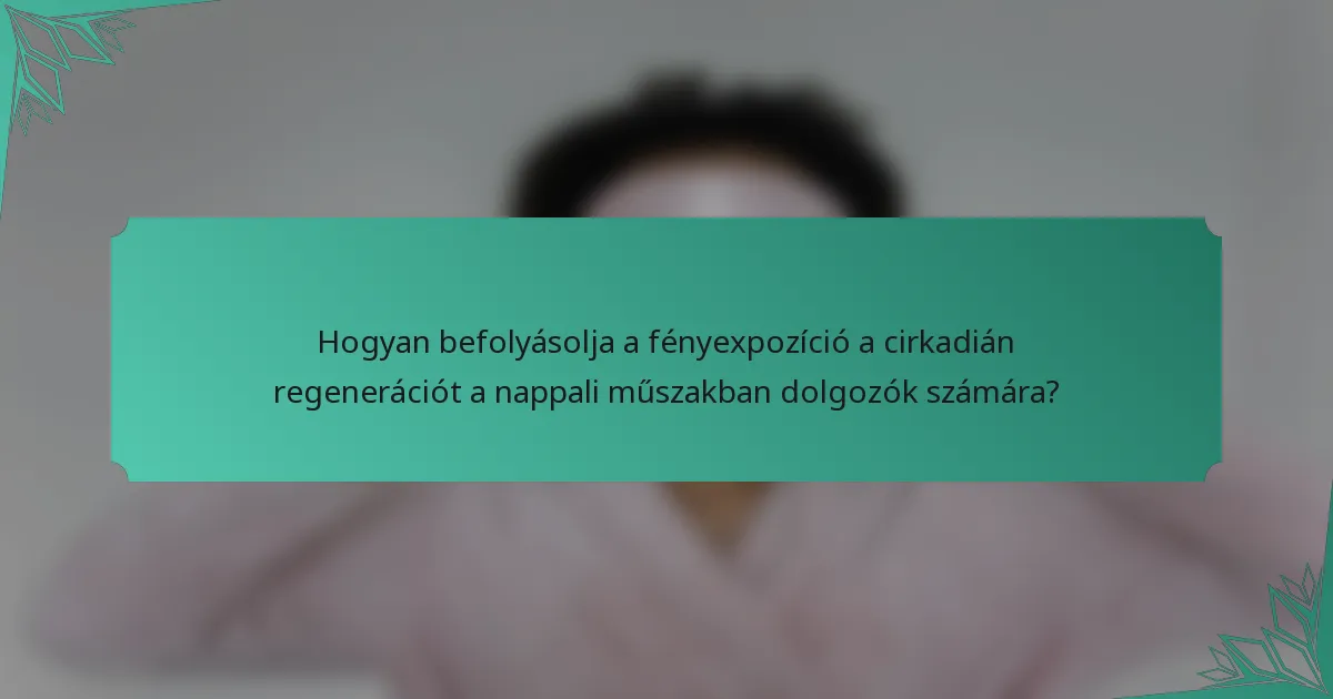 Hogyan befolyásolja a fényexpozíció a cirkadián regenerációt a nappali műszakban dolgozók számára?