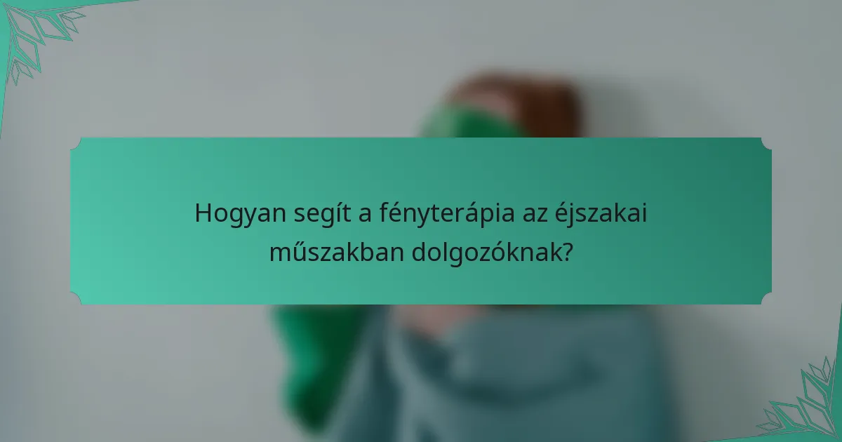 Hogyan segít a fényterápia az éjszakai műszakban dolgozóknak?