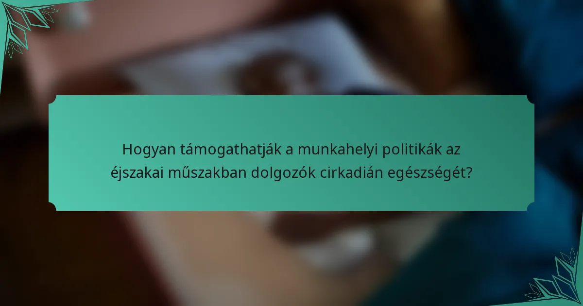 Hogyan támogathatják a munkahelyi politikák az éjszakai műszakban dolgozók cirkadián egészségét?